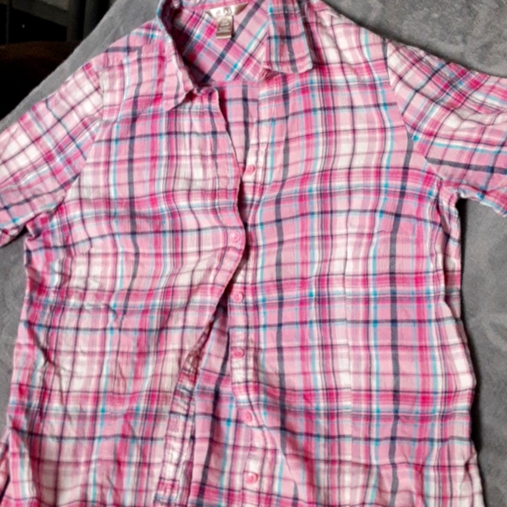 Beautiful pink plaid Lg White Stag shirt